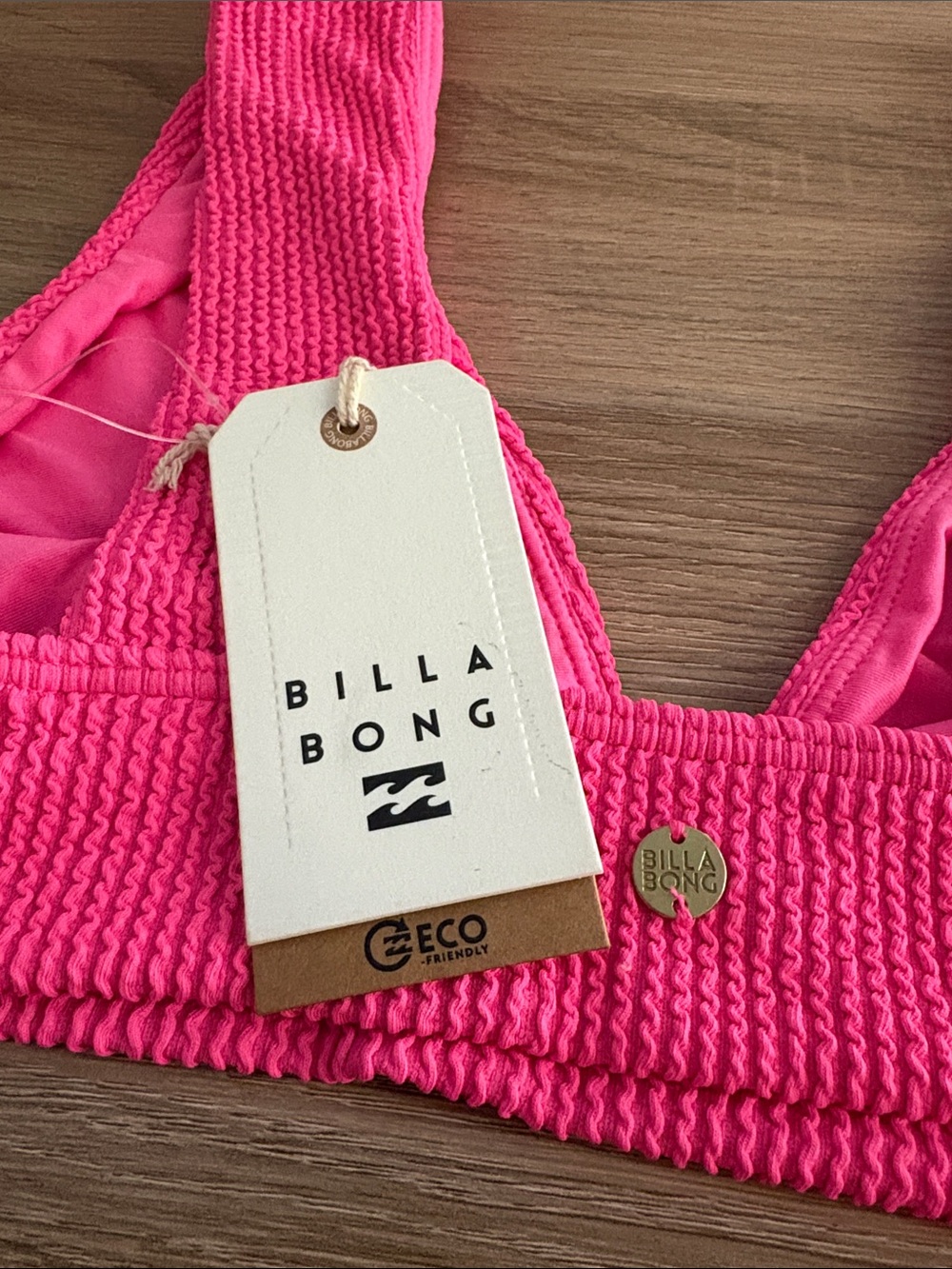Billabong Hot Pink Textured Bikini Top - Picture 7 of 7